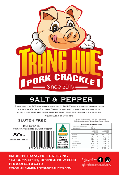 Pork Crackle - Salt & Pepper - 80g - Trang Hue Marinades and Sauces