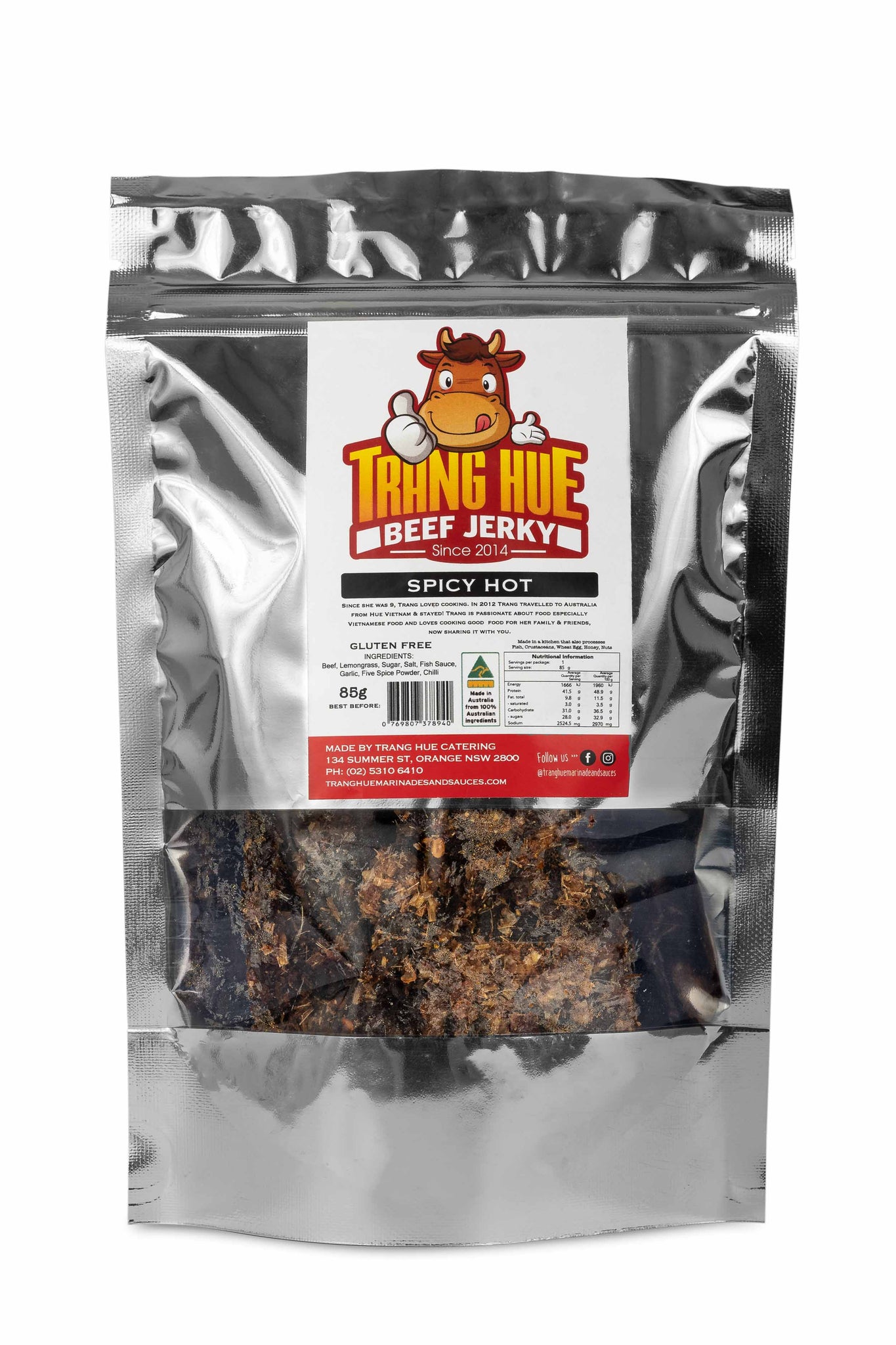 Beef Jerky - Lemongrass Spicy Hot - 85g - Trang Hue Marinades and Sauces